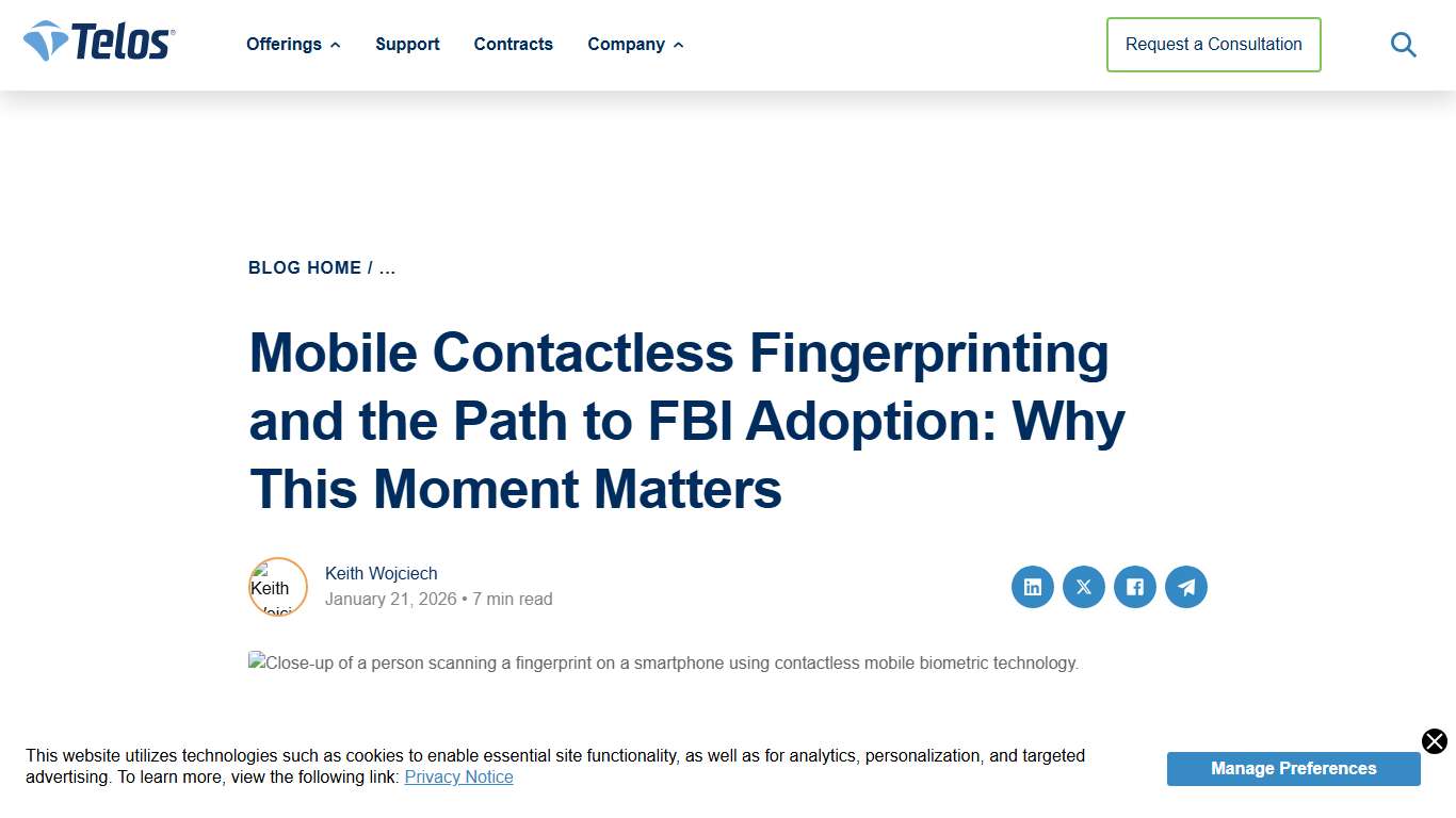Mobile Contactless Fingerprinting and the Path to FBI Adoption
